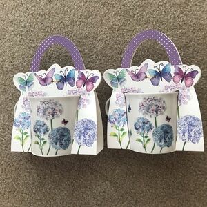 Two Purple Floral Mugs